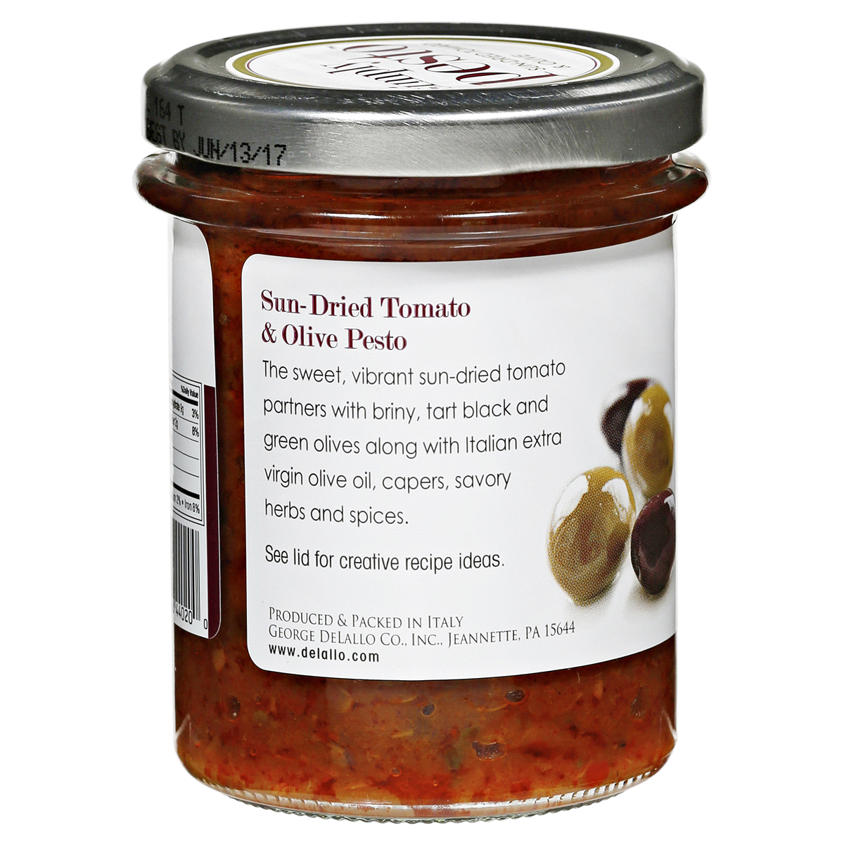 slide 3 of 4, DeLallo Simply Pesto Sun-Dried Tomato & Olive, 6.35 oz