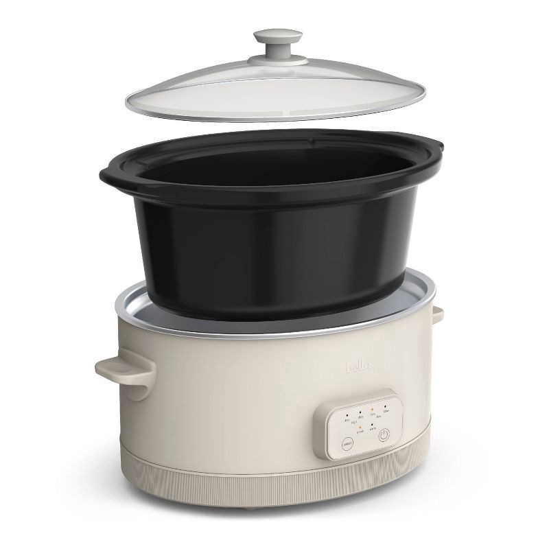 slide 8 of 9, bella 6qt Programmable Slow Cooker Oatmilk: bella Housewares, 3 Settings, Removable Stoneware, Dishwasher-Safe, 260W, 6 qt