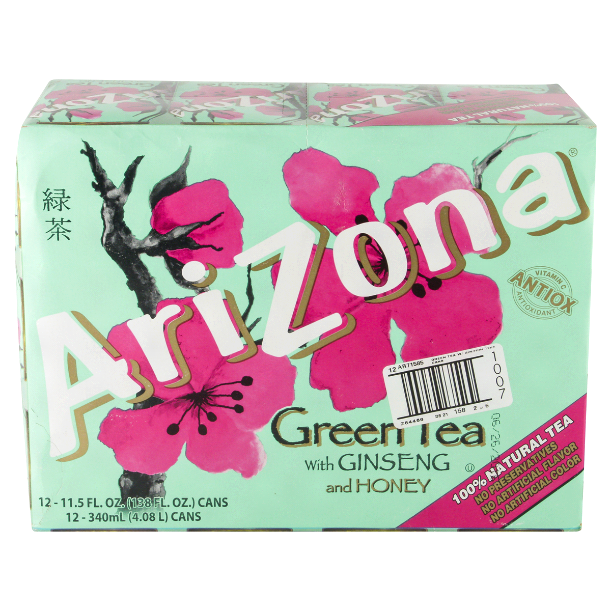 slide 5 of 6, AriZona Green Tea With Ginseng & Honey - 12 ct; 11.5 oz, 12 ct; 11.5 oz