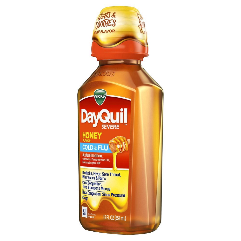 slide 2 of 9, Vicks DayQuil Severe Cold & Flu Medicine Liquid - Honey - 12 fl oz, 12 fl oz