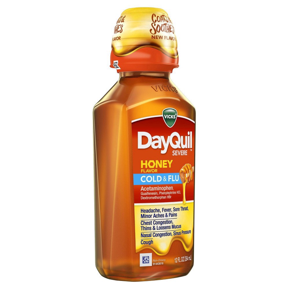 slide 3 of 9, Vicks DayQuil Severe Cold & Flu Medicine Liquid - Honey - 12 fl oz, 12 fl oz