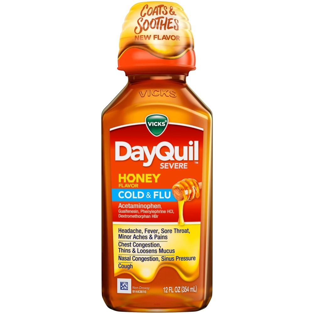 DayQuil Severe Honey Cold & Flu Liquid 12 fl oz Shipt
