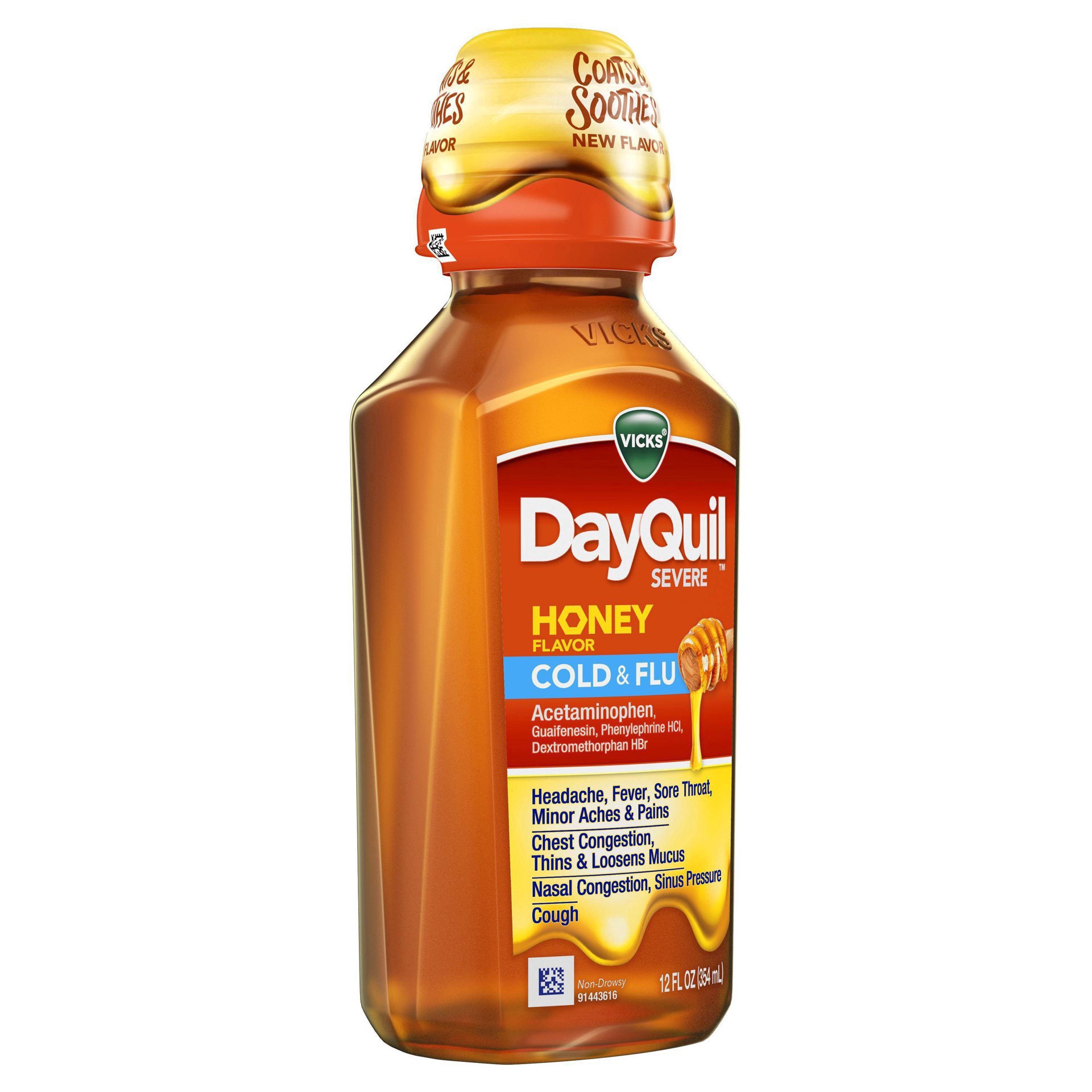 slide 9 of 9, Vicks DayQuil Severe Cold & Flu Medicine Liquid - Honey - 12 fl oz, 12 fl oz