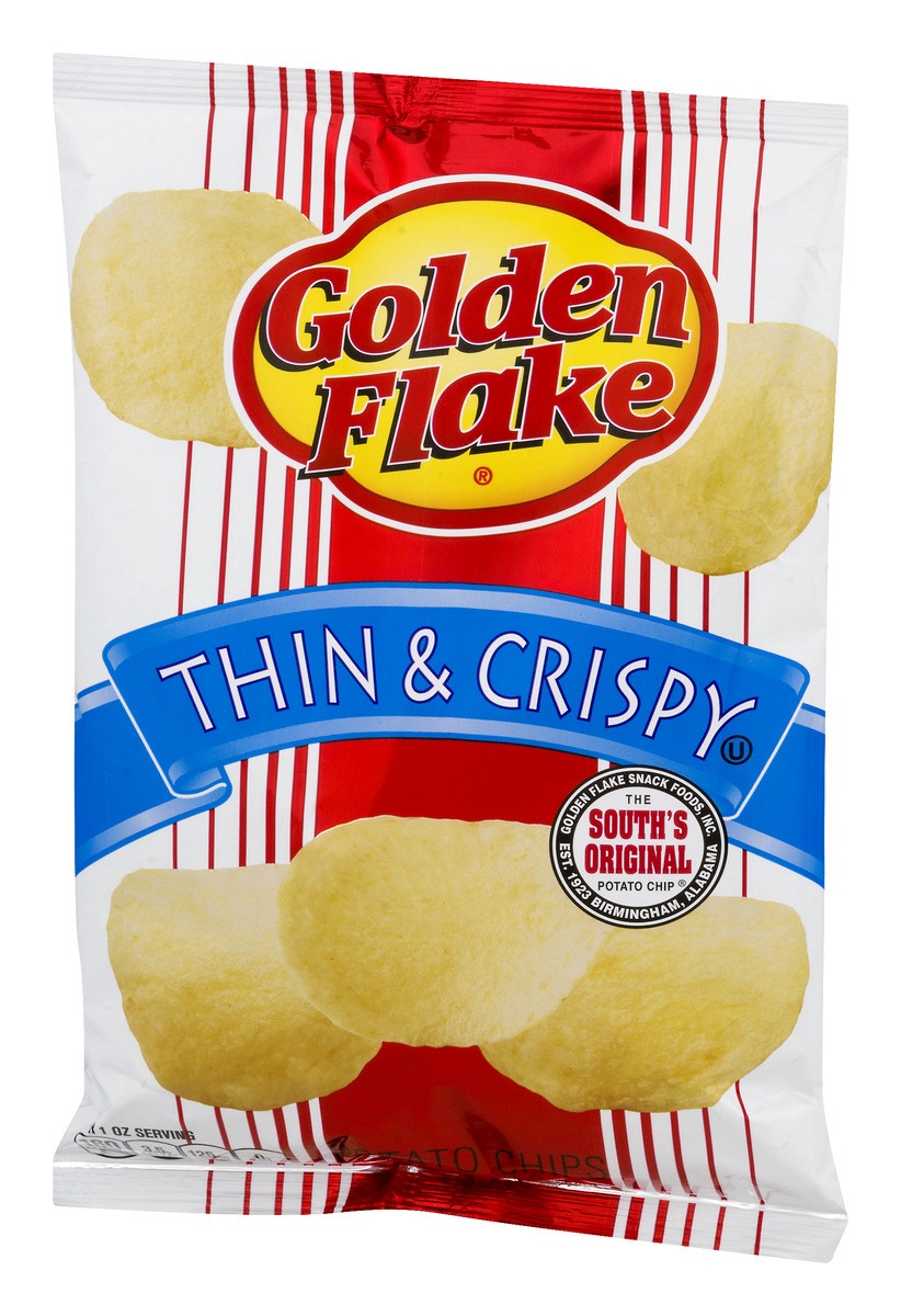 slide 2 of 11, Golden Flake Thin & Crispy Potato Chips, 2.875 oz