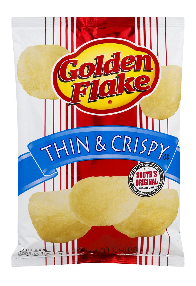 slide 1 of 11, Golden Flake Thin & Crispy Potato Chips, 2.875 oz