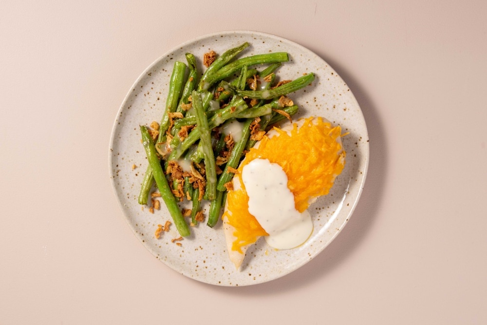 slide 1 of 1, Home Chef Oven-Ready Cheddar Ranch Chicken With Green Beans, 30 oz