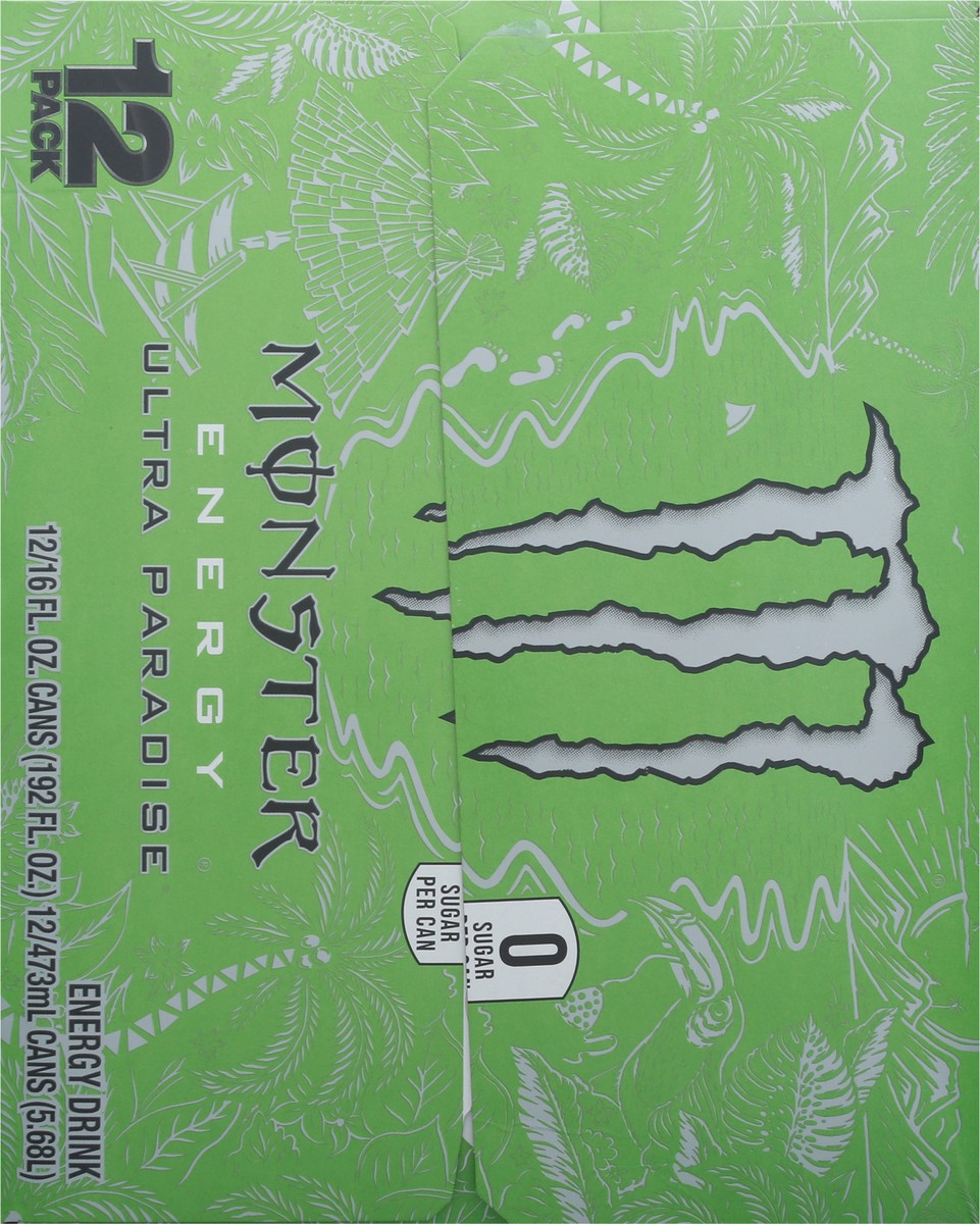 slide 10 of 12, Monster 12 Pack Ultra Paradise Energy Drink 16 fl oz Can 12 ea Box, 12 ct