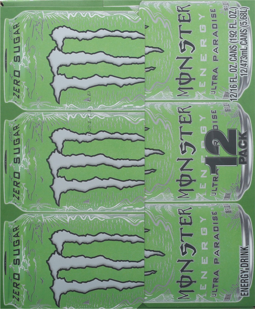 slide 12 of 12, Monster 12 Pack Ultra Paradise Energy Drink 16 fl oz Can 12 ea Box, 12 ct