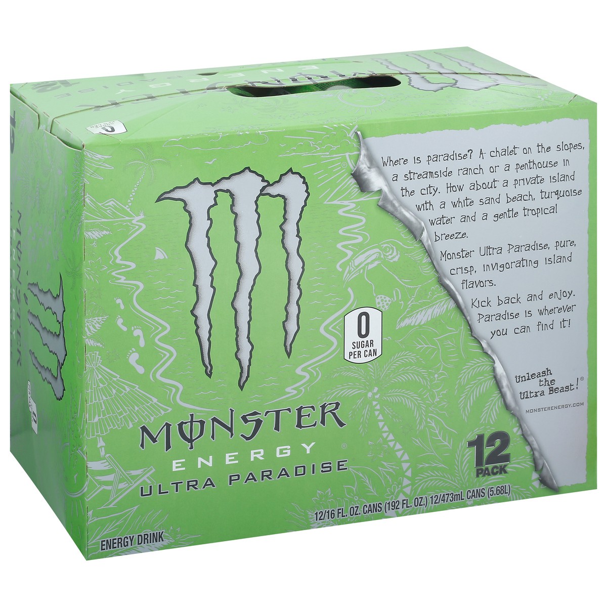 slide 5 of 12, Monster 12 Pack Ultra Paradise Energy Drink 16 fl oz Can 12 ea Box, 12 ct
