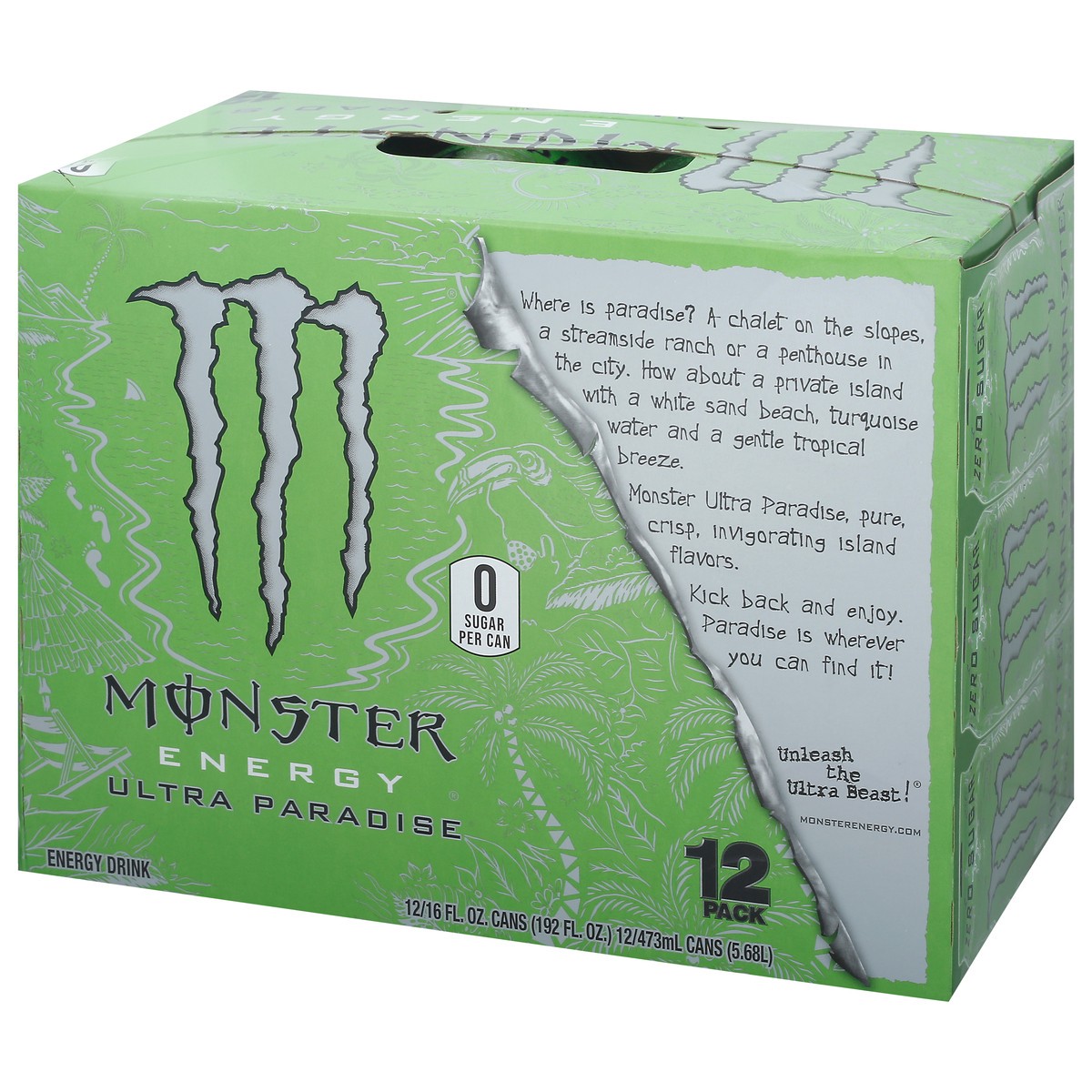 slide 8 of 12, Monster 12 Pack Ultra Paradise Energy Drink 16 fl oz Can 12 ea Box, 12 ct