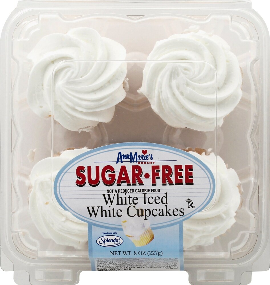 slide 1 of 1, Ann Marie's Sugar Free White Iced White Cupcakes, 4 ct