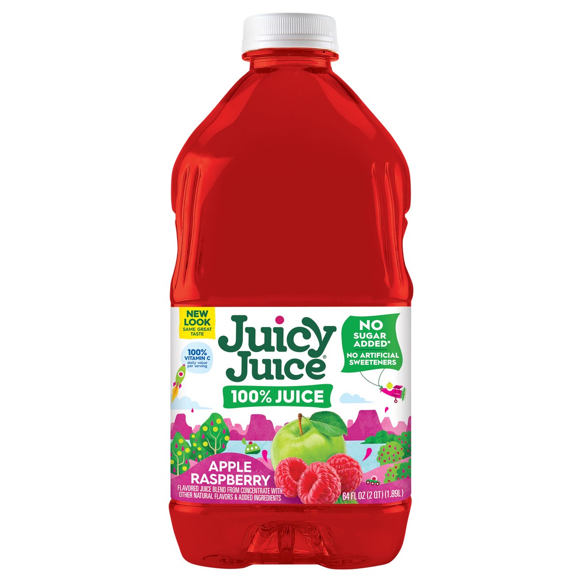 slide 1 of 13, Juicy Juice 100% Juice, Apple Raspberry, 64 Fl Oz Bottle, 64 fl oz