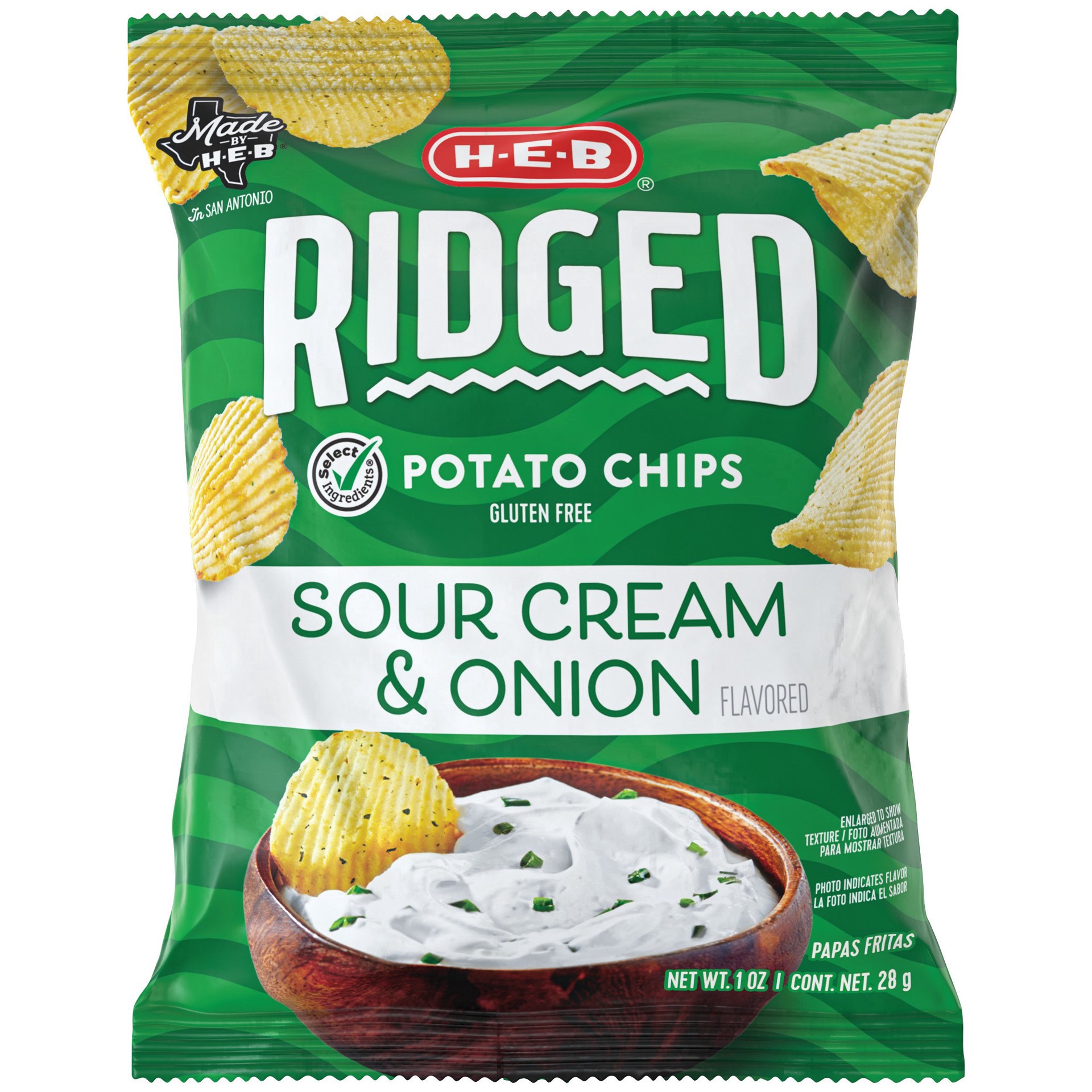 slide 1 of 1, H-B Ridged Sour Cream & Onion Potato Chips - 1 oz, 1 oz