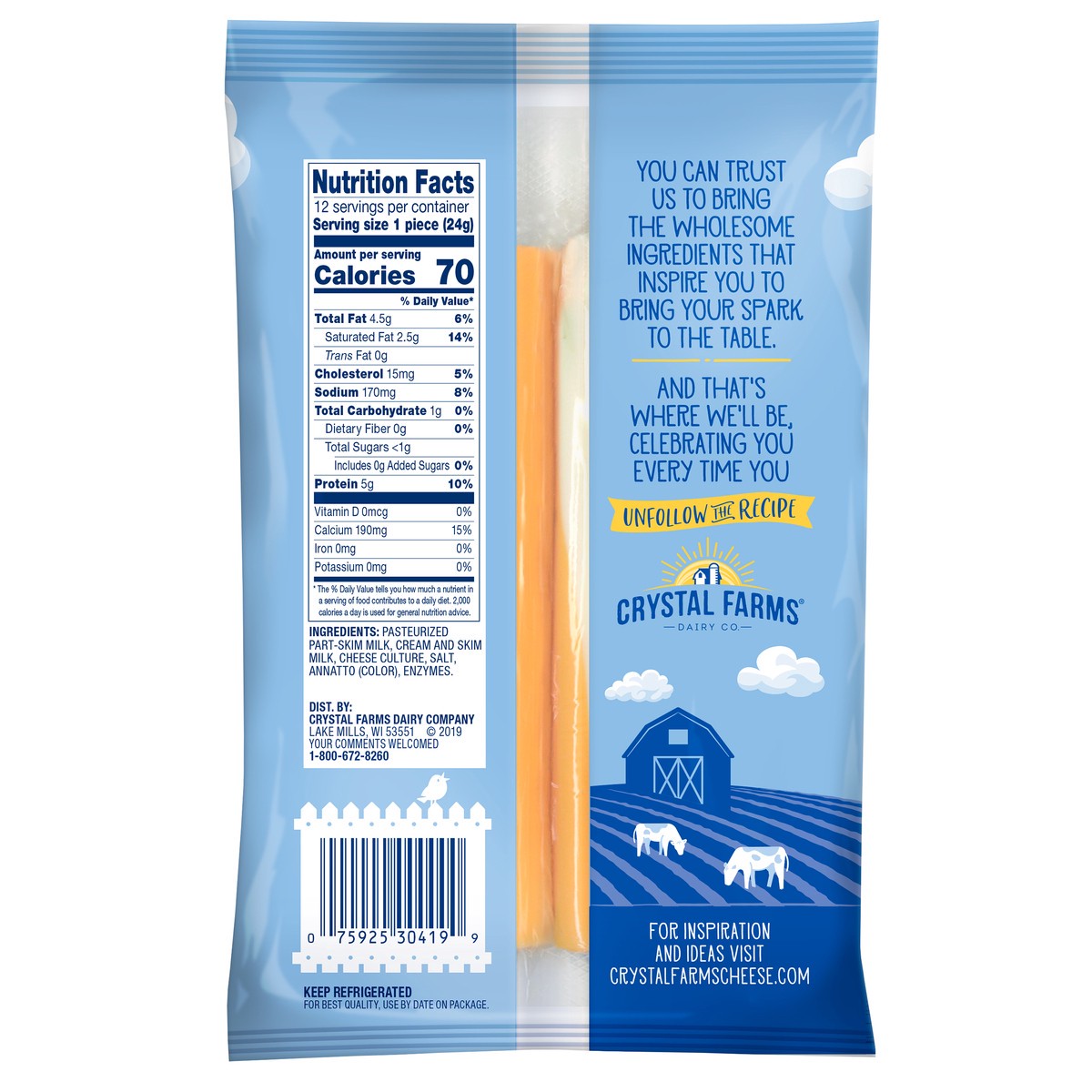 slide 3 of 5, Crystal Farms Cheese Sticks, 10 oz