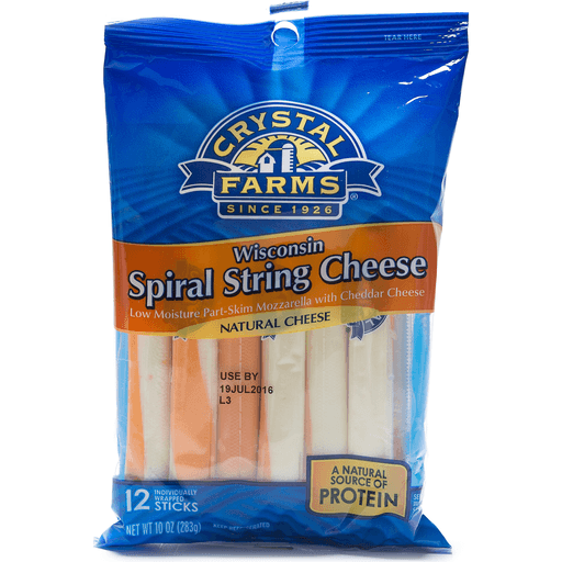 slide 1 of 1, Crystal Farms Wisconsin Spiral String Cheese, 12 ct; 10 oz