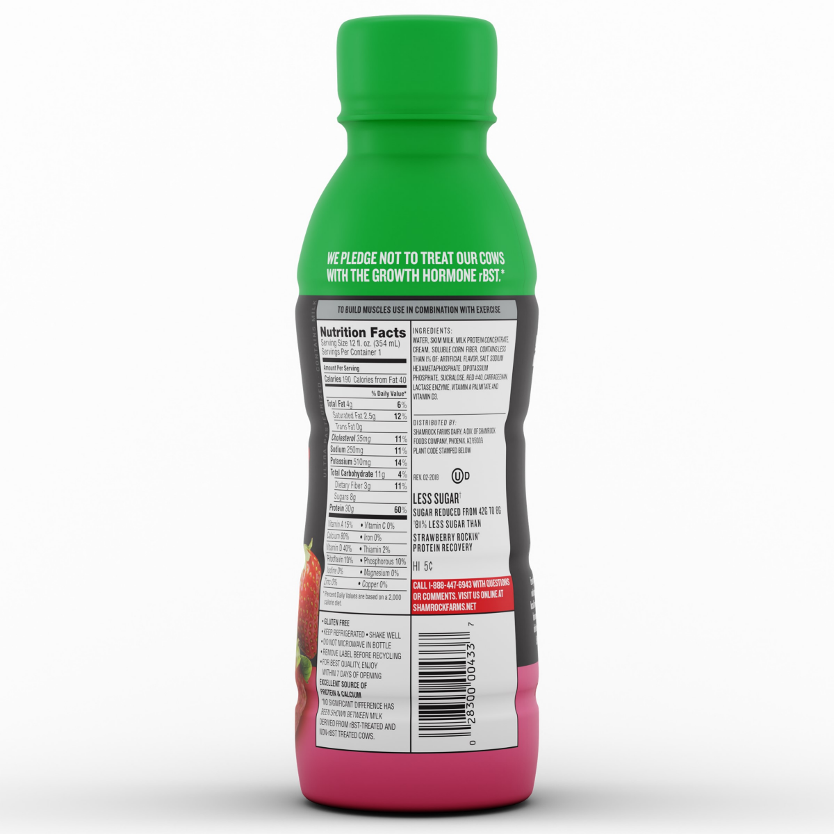 slide 2 of 2, Shamrock Farms Rockin' Protein Builder Strawberry 12oz, 12 fl oz