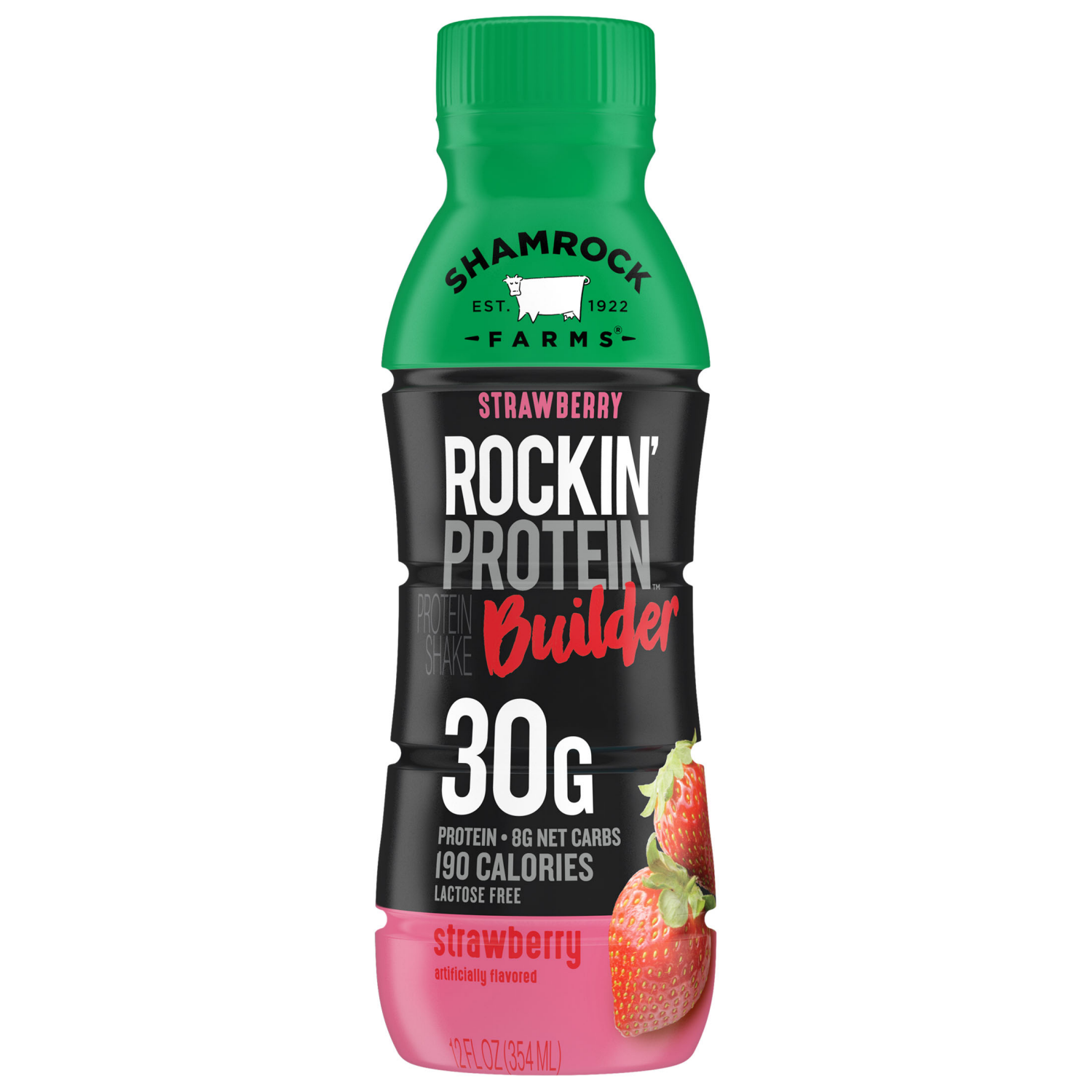 slide 1 of 2, Shamrock Farms Rockin' Protein Builder Strawberry 12oz, 12 fl oz