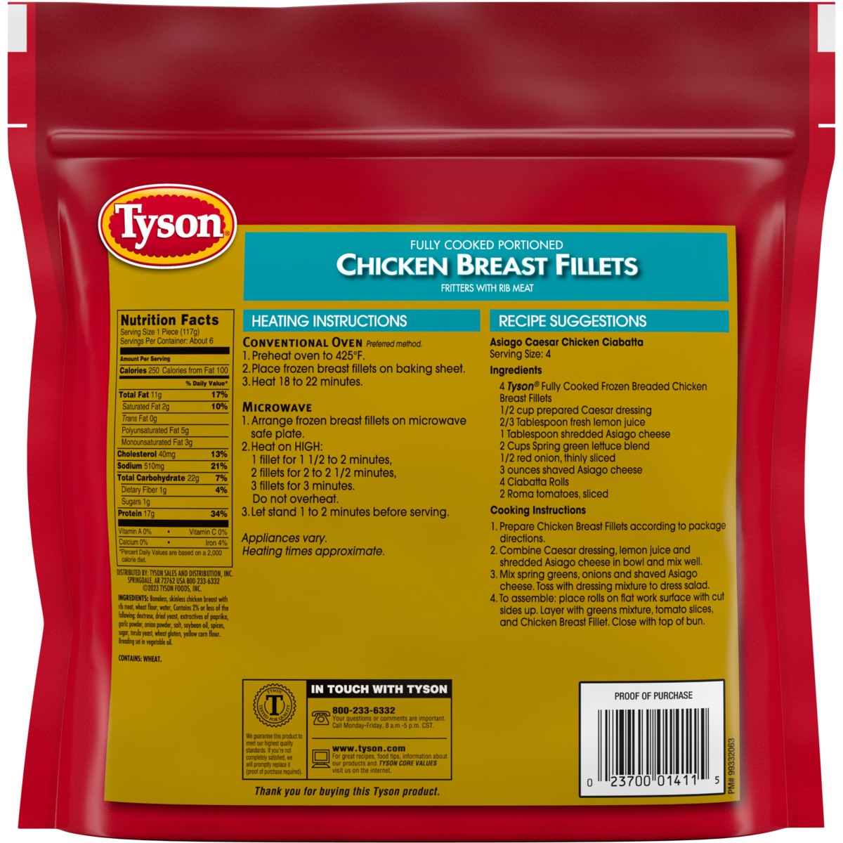 slide 5 of 9, Tyson Chicken Breast Fillets - Frozen - 25oz, 25 oz