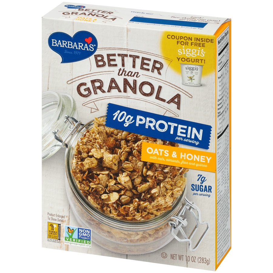 slide 3 of 8, Barbara's Oats & Honey Granola Cereal, 10 oz