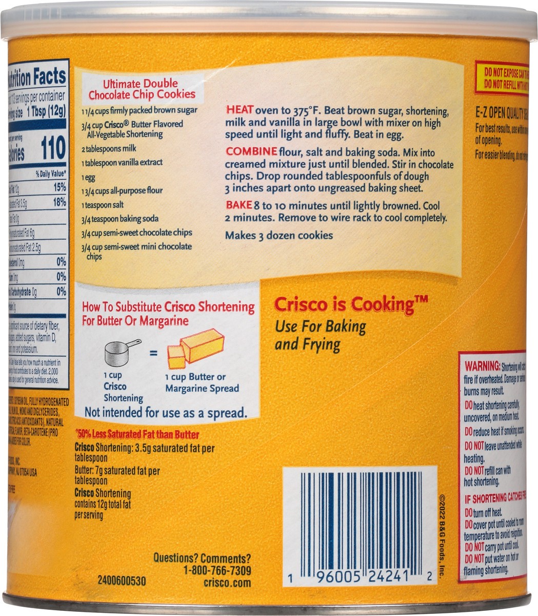 slide 8 of 14, Crisco Butter Flavor All-Vegetable Shortening, 48 oz