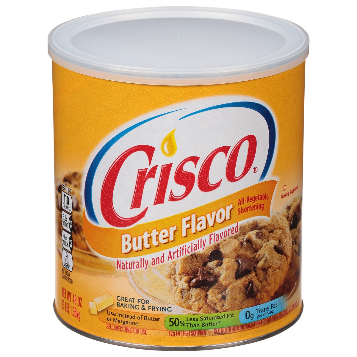 slide 6 of 14, Crisco Butter Flavor All-Vegetable Shortening, 48 oz