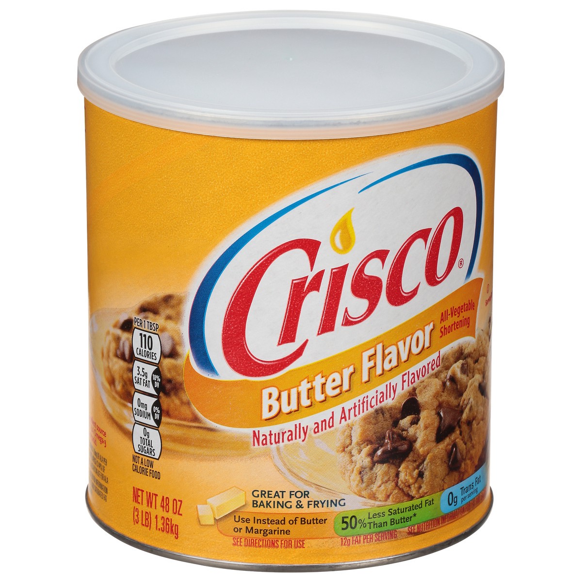 slide 3 of 14, Crisco Butter Flavor All-Vegetable Shortening, 48 oz