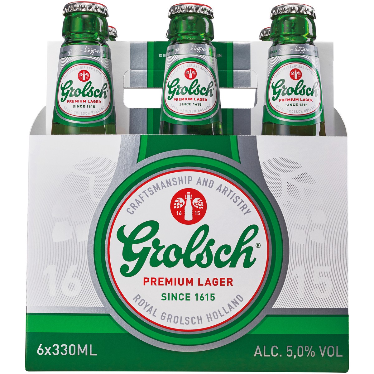 slide 1 of 4, Grolsch Brewery Imported from the Netherlands, Grolsch Premium Lager is a classic, well-balanced European Pilsner crafted with three varieties of barley malts and a unique blend of hops., 6 ct; 12 fl oz