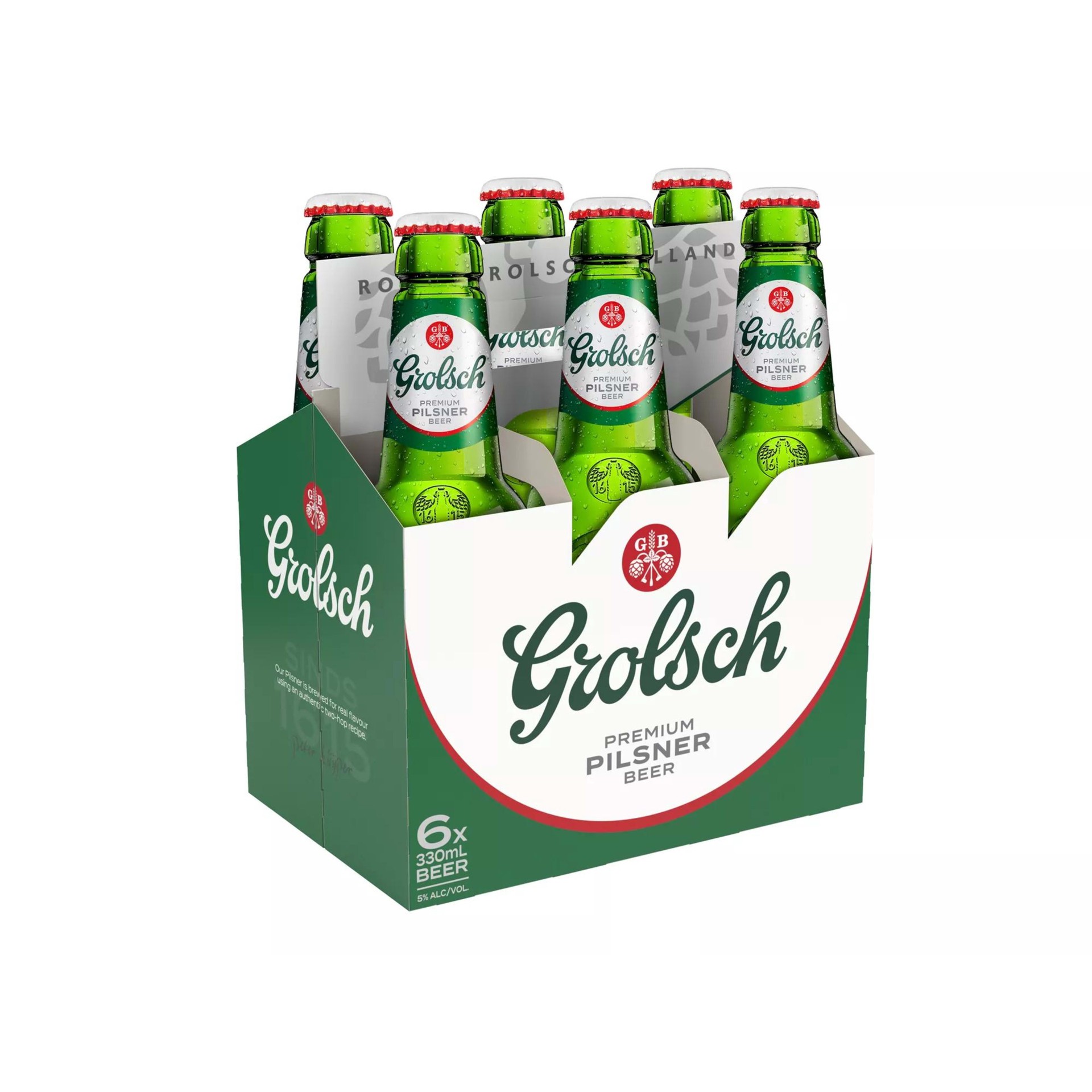 slide 1 of 4, Grolsch Premium Lager Grolsch Premium Pilsner Beer, 6 Pack, 12 fl. oz. Bottles, 5% ABV, 330 ml