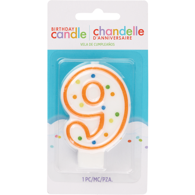 slide 1 of 1, AMSCAN Cndl Birthday Polka Dots #9, 1 ct