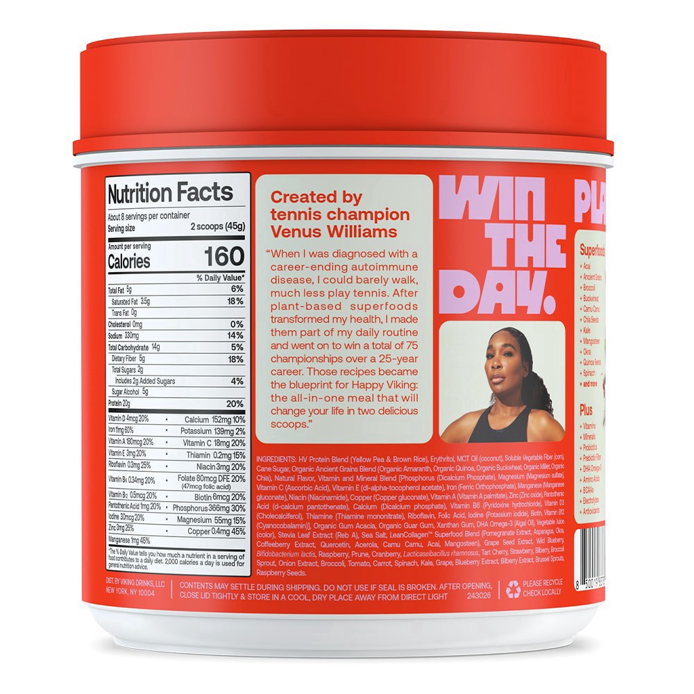 slide 2 of 5, Happy Viking Complete Superfood Powder - Strawberry Smoothie, 12.8 oz