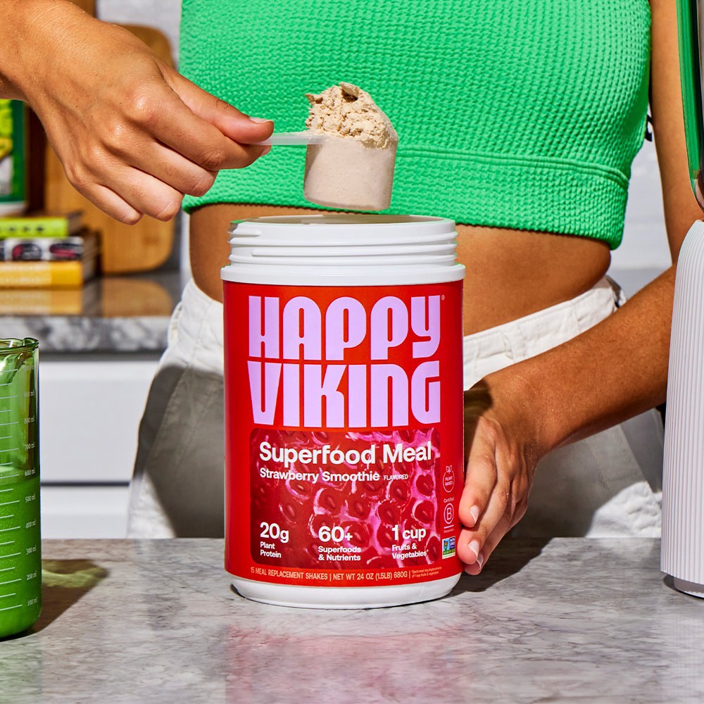 slide 4 of 5, Happy Viking Complete Superfood Powder - Strawberry Smoothie, 12.8 oz