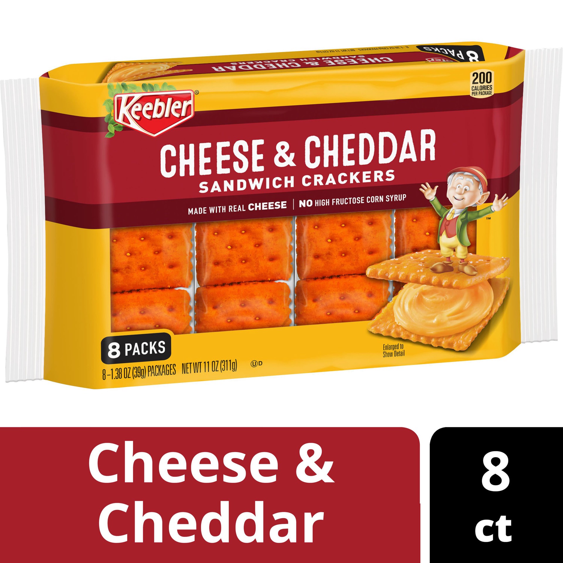 slide 1 of 6, Keebler Sandwich Crackers, Cheese and Cheddar, 11 oz, 8 Count, 11 oz