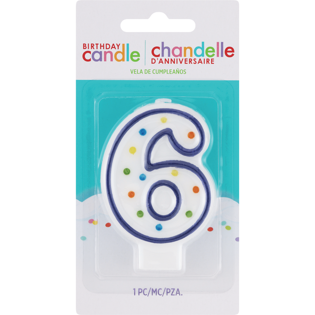 slide 1 of 1, AMSCAN Cndl Birthday Polka Dots #6, 1 ct