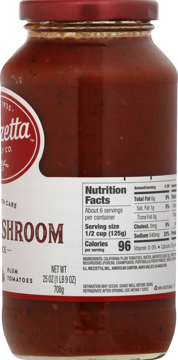 slide 8 of 9, Mezzetta Family Recipes Wild Mushroom Sauce, 25 oz, 