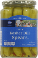 slide 1 of 1, Kroger Zesty Kosher Dill Pickles - Spears, 24 oz