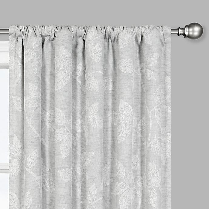 slide 4 of 5, BrookstoneZoey Leaf Rod Pocket 100% Blackout Window Curtain Panel - Grey, 84 in