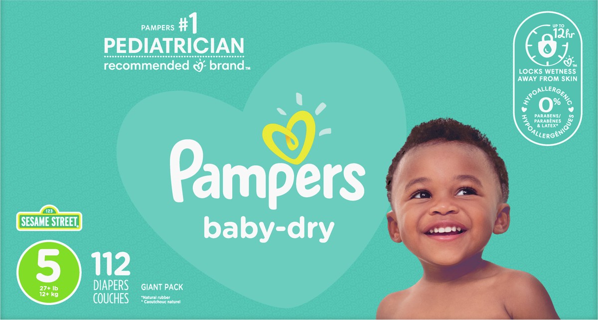 slide 4 of 4, Pampers Baby-Dry Diapers Size 5, 112 ct