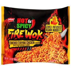 Nissin Fire Wok Hot & Spicy Torched Teriyaki Chicken Flavor Asian Noodles 3.10 oz