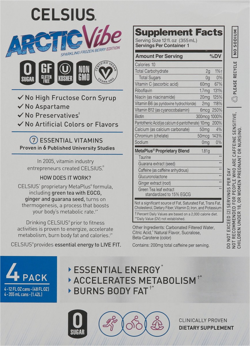 slide 7 of 10, CELSIUS Live Fit Arctic Vibe Energy Drink - 4 ct, 4 ct