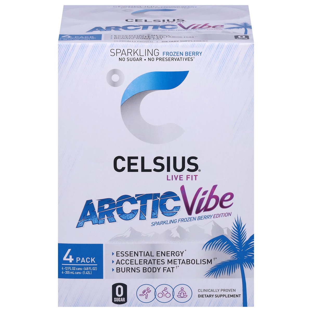 slide 1 of 10, CELSIUS Live Fit Arctic Vibe Energy Drink - 4 ct, 4 ct