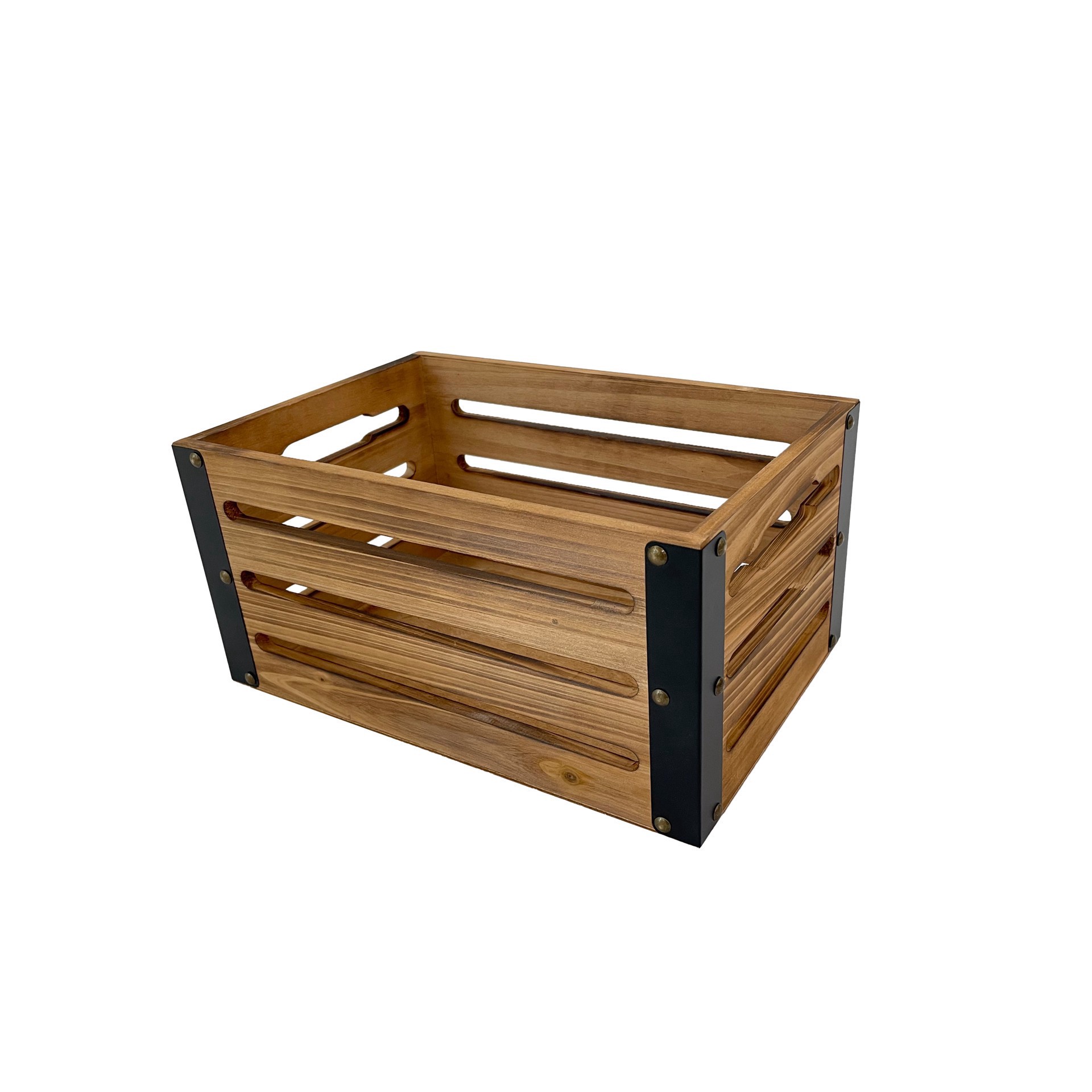 slide 3 of 3, 12.5" Natural Brown Wood & Metal Crate By Ashland, 12.5 in