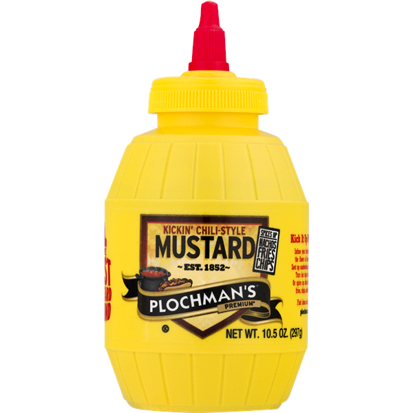 slide 1 of 6, Plochman's Premium Mustard, Kickin' Chili-Style, 10.5 oz