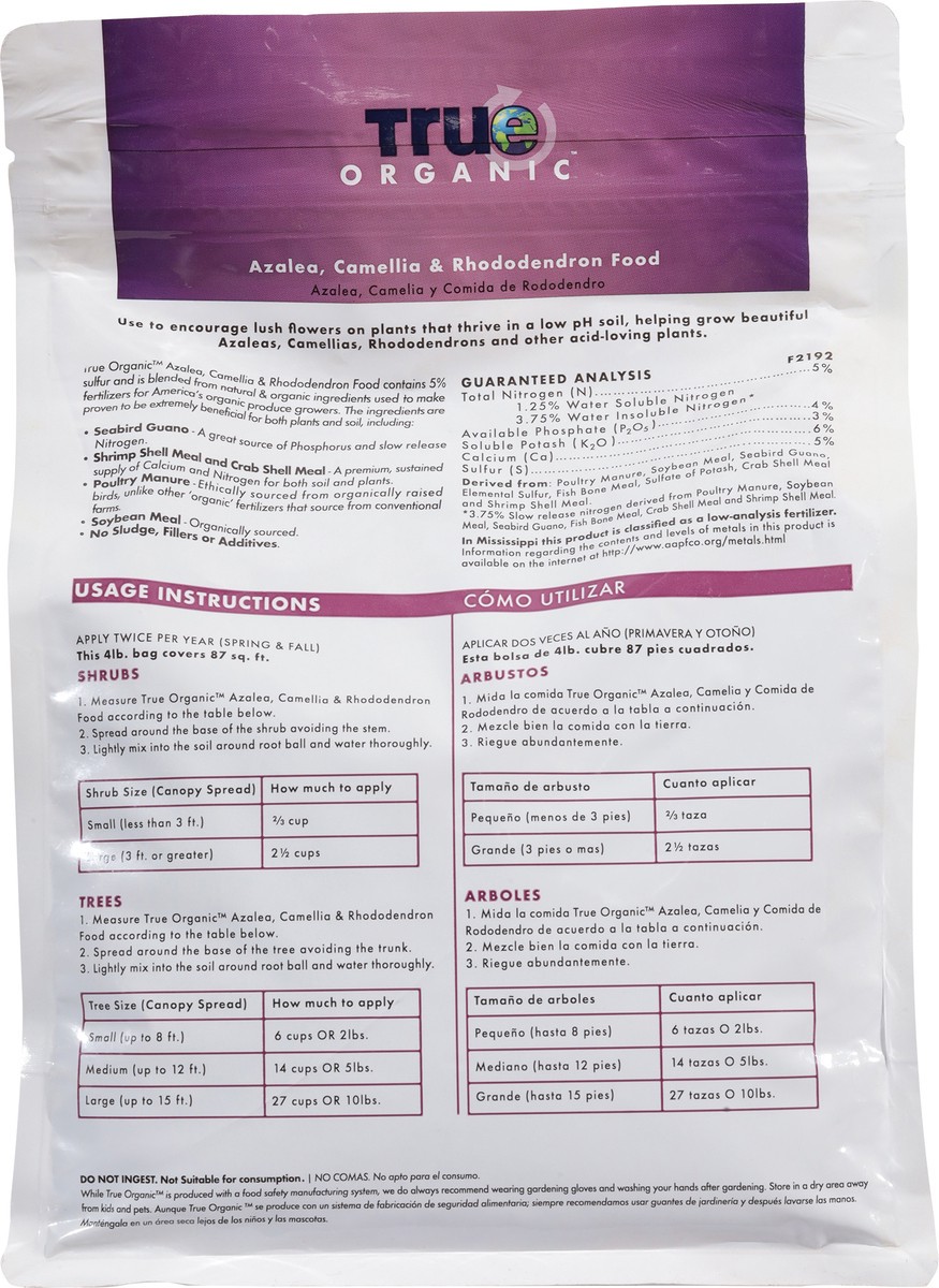 slide 11 of 12, True Organic Azalea Camellia & Rhododendron Food 4 lb, 4 lb