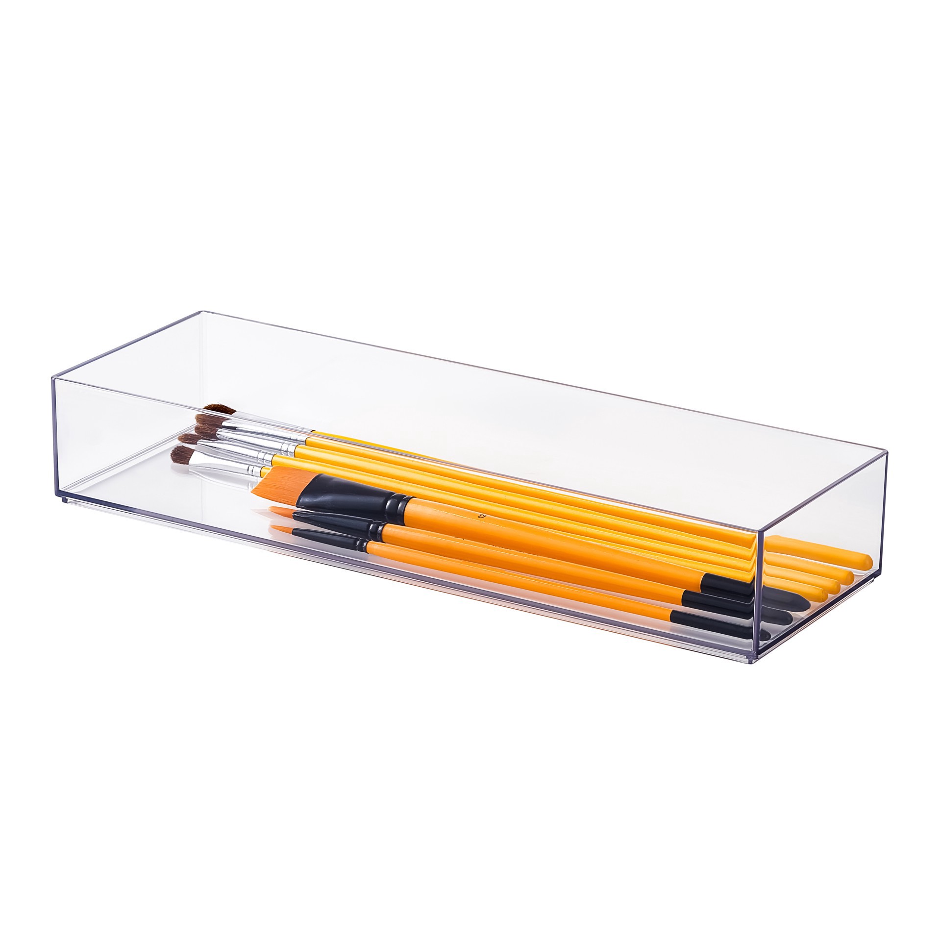 slide 3 of 6, 12" X 4" Clear Stacking Storage Tray By Simply Tidy, 12 in x 4 in