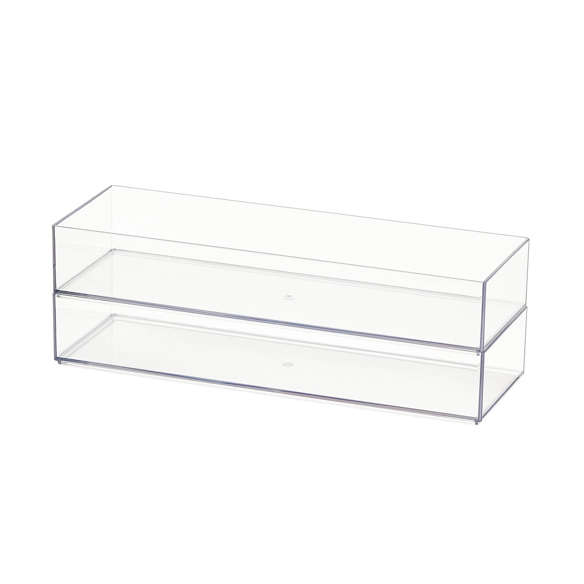 slide 2 of 6, 12" X 4" Clear Stacking Storage Tray By Simply Tidy, 12 in x 4 in