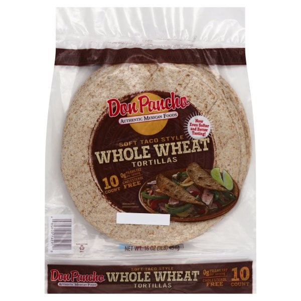 slide 1 of 1, Don Pancho Whole Wheat Tortillas, 16 oz