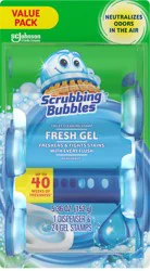 Scrubbing Bubbles Fresh Gel Toilet Cleaning Stamps & Dispenser, Rainshower Scent, 24 Count