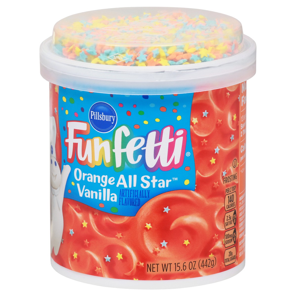 slide 2 of 13, Pillsbury Funfetti Orange All Star Vanilla Frosting 15.6 oz Tub, 15.6 oz