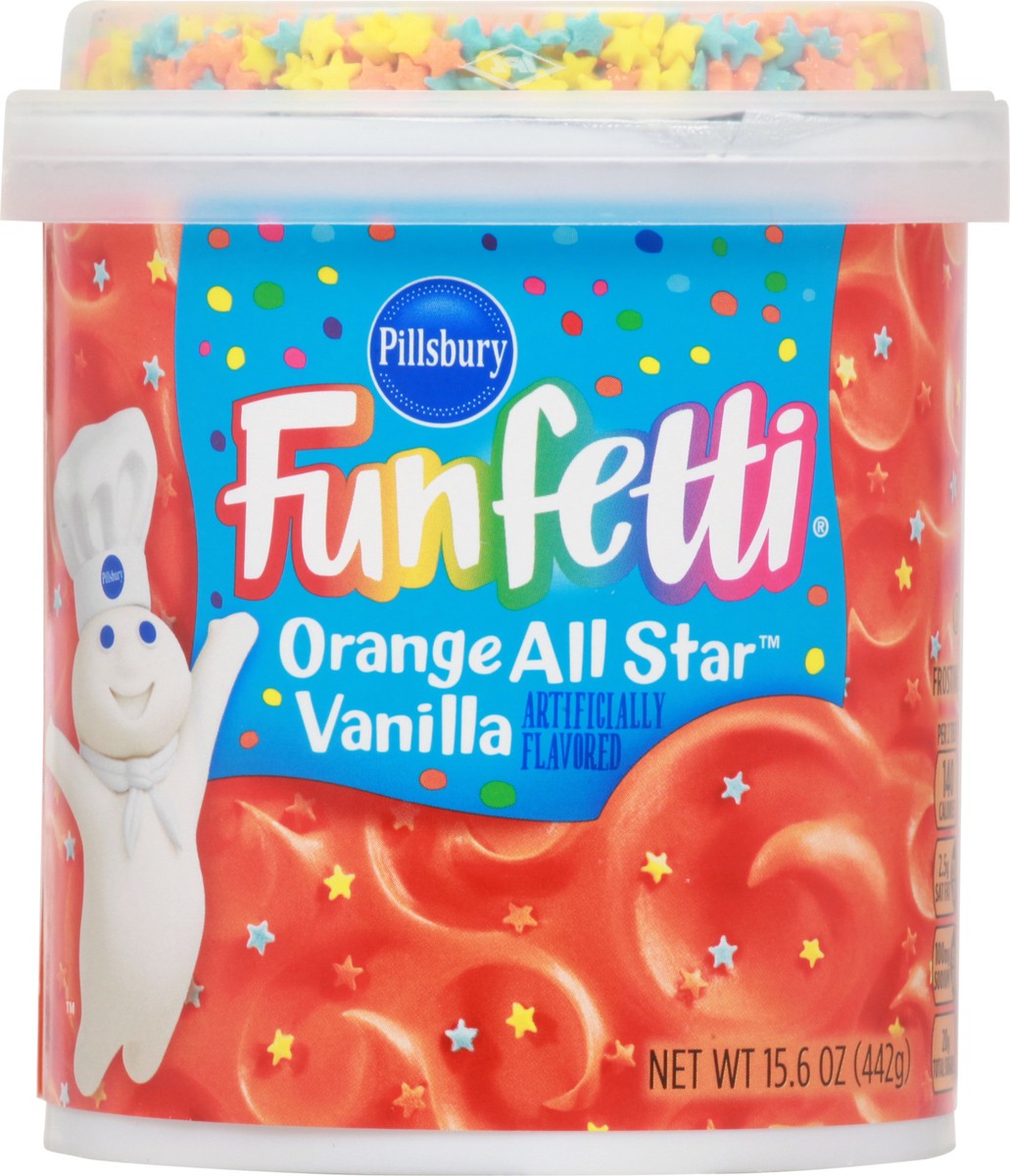 slide 5 of 13, Pillsbury Funfetti Orange All Star Vanilla Frosting 15.6 oz Tub, 15.6 oz