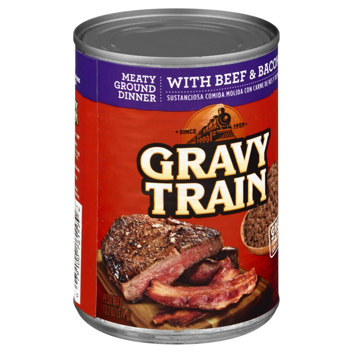slide 9 of 9, Gravy Train Meaty Ground Dinner With Beef & Bacon Wet Dog Food, 13.2 oz. Can, 13.2 oz